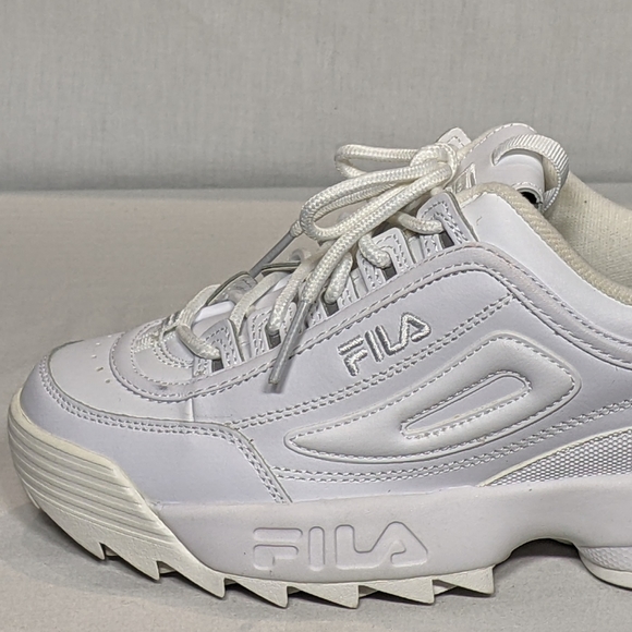 NEW Fila Womens Disruptor II Leather Premium Classic 90s era retro Sz 7 white - Picture 4 of 7